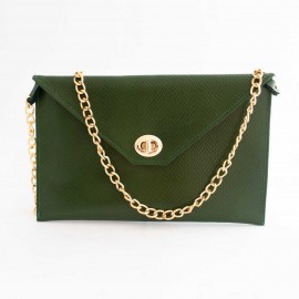 کیف چرم طبیعی زنانه دوشی مدل A10 سبز طرح کرکودیل 