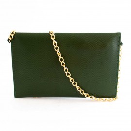 کیف چرم طبیعی زنانه دوشی مدل A10 سبز طرح کرکودیل 