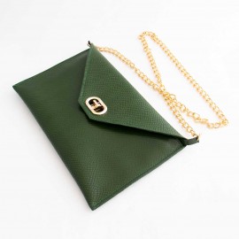 کیف چرم طبیعی زنانه دوشی مدل A10 سبز طرح کرکودیل 