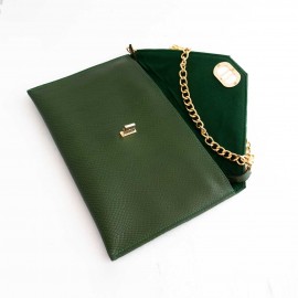 کیف چرم طبیعی زنانه دوشی مدل A10 سبز طرح کرکودیل 