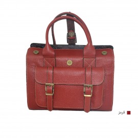 کیف چرم طبیعی زنانه دستی و دوشی صندوقی قرمز 