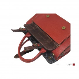 کیف چرم طبیعی زنانه دستی و دوشی صندوقی قرمز 