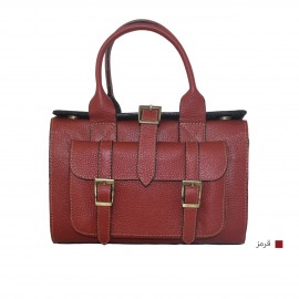 کیف چرم طبیعی زنانه دستی و دوشی صندوقی قرمز 