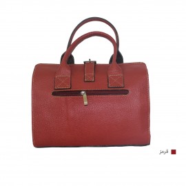 کیف چرم طبیعی زنانه دستی و دوشی صندوقی قرمز 