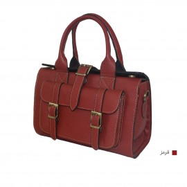 کیف چرم طبیعی زنانه دستی و دوشی صندوقی قرمز 