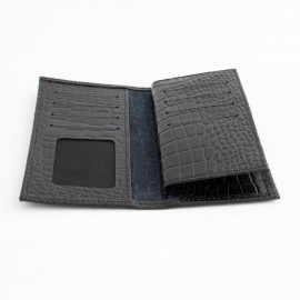 ست کیف و کمربند چرم طبیعی طرح کروکودیل مردانه مشکی کد 103