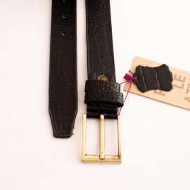 ست کیف و کمربند چرم طبیعی طرح کروکودیل مردانه مشکی کد 107