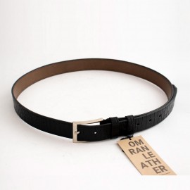 ست کیف و کمربند چرم طبیعی طرح کروکودیل مردانه مشکی کد 107