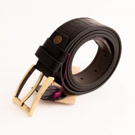 ست کیف و کمربند چرم طبیعی طرح کروکودیل مردانه مشکی کد 107