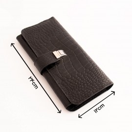 ست کیف و کمربند چرم طبیعی طرح کروکودیل مردانه مشکی کد 107