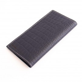 ست کیف و کمربند چرم طبیعی طرح کروکودیل مردانه سرمه ای  سه تکه کد 109