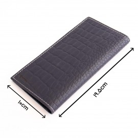 ست کیف و کمربند چرم طبیعی طرح کروکودیل مردانه سرمه ای  سه تکه کد 109