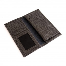 ست کیف و کمربند چرم طبیعی طرح کروکودیل مردانه طوسی سه تکه کد 110