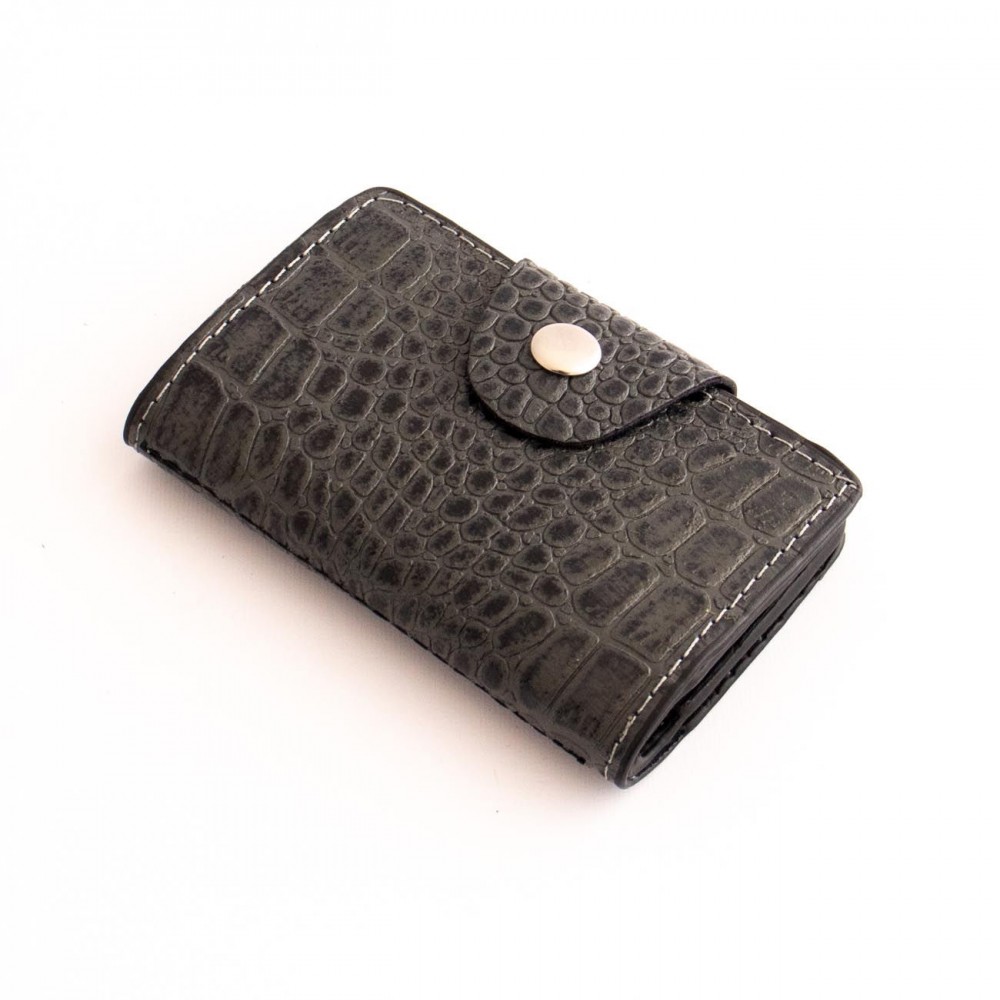 جاکارتی چرم طبیعی طرح کروکودیل طوسی کد 143