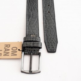 ست کیف و کمربند چرم طبیعی طرح کروکودیل مردانه طوسی سه تکه کد 110