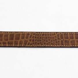 ست کیف و کمربند چرم طبیعی طرح کروکودیل مردانه قهوه ای -عسلی دو تکه کد 112