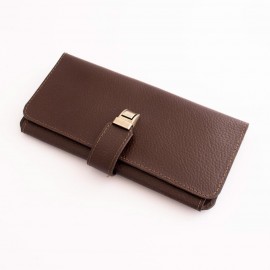 ست کیف و کمربند چرم طبیعی طرح فلوتر مردانه قهوه ای دو تکه کد 113