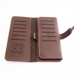 ست کیف و کمربند چرم طبیعی طرح فلوتر مردانه قهوه ای دو تکه کد 113