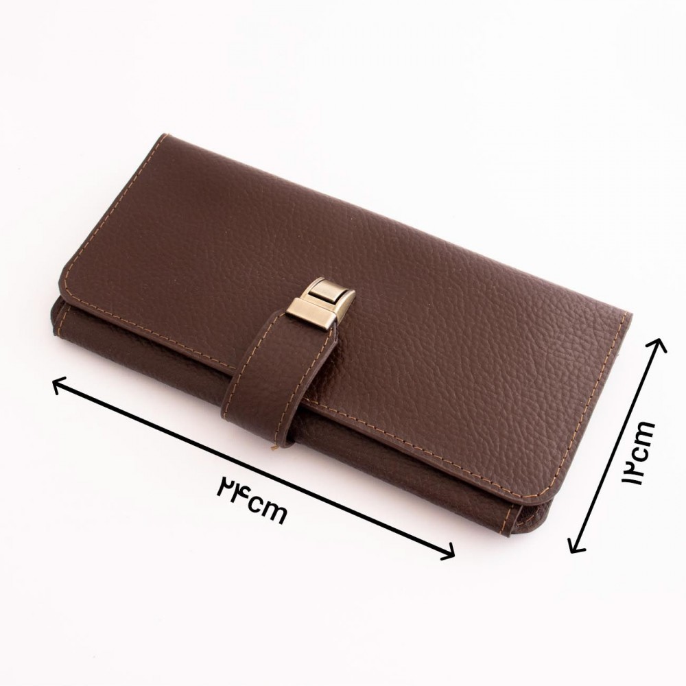 کیف چک چرم طبیعی طرح کروکودیل مردانه قهوه ای کد 202