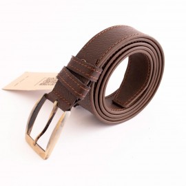 ست کیف و کمربند چرم طبیعی طرح فلوتر مردانه قهوه ای دو تکه کد 113