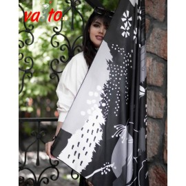 روسری طرح دار مدل طوسی و سیاه