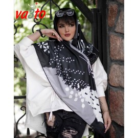 روسری طرح دار مدل طوسی و سیاه