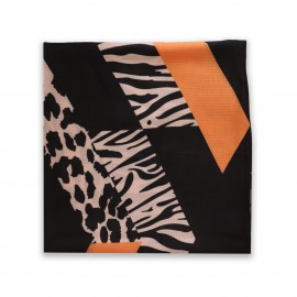 روسری طرح دار مدل خطی نارنجی طلایی