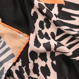 روسری طرح دار مدل خطی نارنجی طلایی