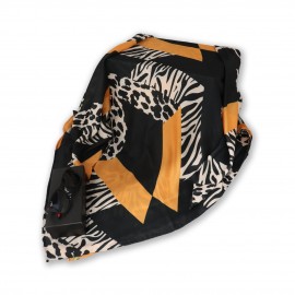 روسری طرح دار مدل خطی نارنجی طلایی