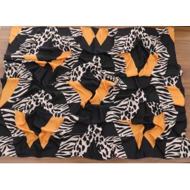 روسری طرح دار مدل خطی نارنجی طلایی