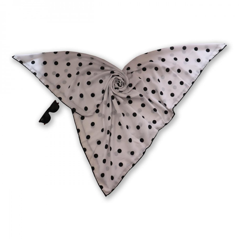 روسری طرح دار مدل توپی سفید