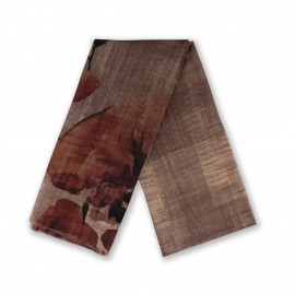 شال طرح دار مدل رز قهوه‌ای