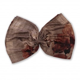 شال طرح دار مدل رز قهوه‌ای