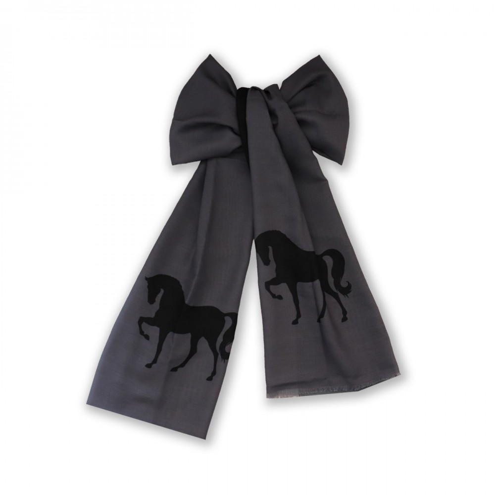 شال طرح دار مدل اسب طوسی