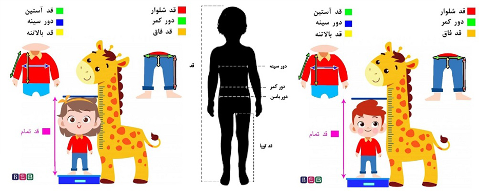 سایزبندی لباس بچه‌گانه